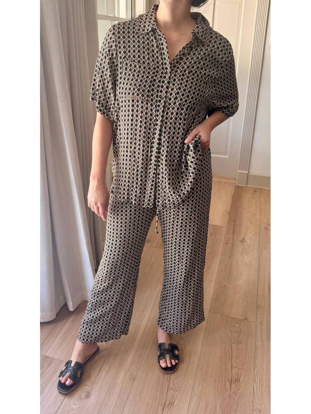 Dissh brown printed jumpsuit size 6